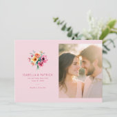 Vrolijke Roze Bloem Foto Save The Date (Staand voorkant)
