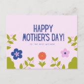Vrolijke Roze Bloemen Gelukkige Moederdag Briefkaart (Voorkant)