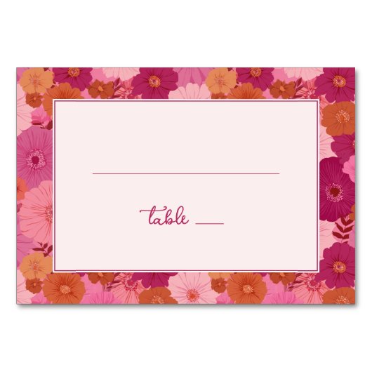 Vrolijke Roze Bloemen Kaart (Voorkant)