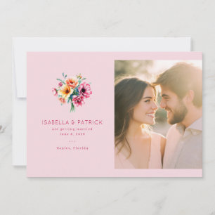 Vrolijke Roze Bloemige Foto Save The Date