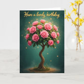 Vrolijke Roze Bloesem Kaart (Gele Bloem)