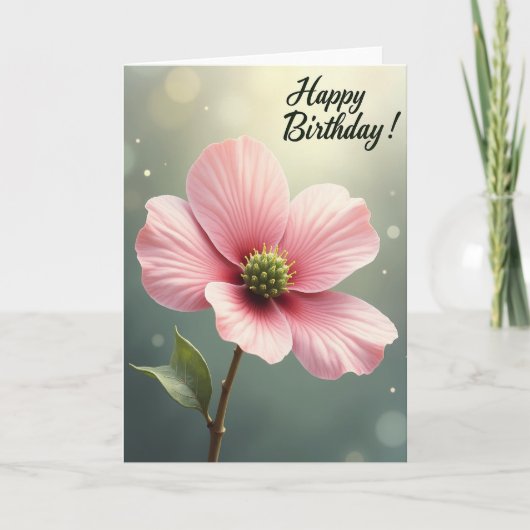 Vrolijke Roze Bloesem Kaart (Voorkant)