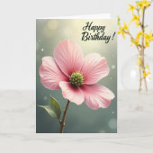 Vrolijke Roze Bloesem Kaart (Gele Bloem)
