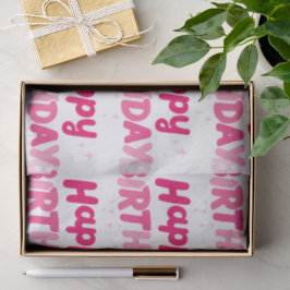 Vrolijke Roze 'Gefeliciteerd' Typografie Tissuepapier