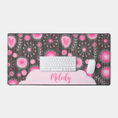Vrolijke roze grijze harten en bloemen bloemrijke  bureaumat (Keyboard & Muis)
