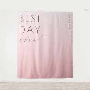 Vrolijke Roze Minimalistische Kalligrafie Wandkleed