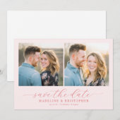 Vrolijke Roze Romantische Fotocollage Save The Date (Voorkant / Achterkant)