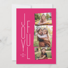 Vrolijke roze vakantiefoto-collagekaart feestdagenkaart