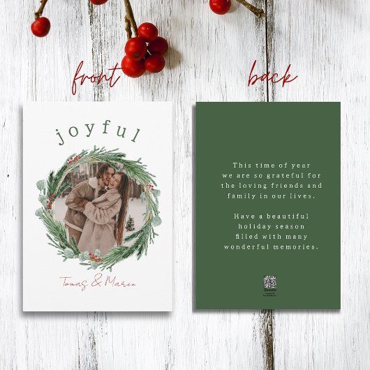 Vrolijke rustieke krans foto kerst Kaart