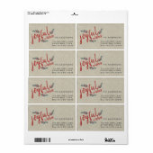 Vrolijke rustieke linnen rode hand geletterde kers etiket (Full Sheet)