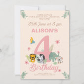 Vrolijke safari pastel vierde verjaardag kaart (Voorkant)