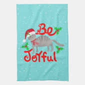 Vrolijke Santa Cat Holly Be Joyful Design Theedoek (Verticaal)