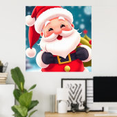Vrolijke Santa Claus Illustratie Vieren Poster (Thuiskantoor)