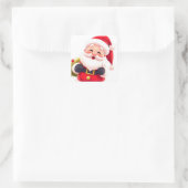Vrolijke Santa Claus Illustratie Vieren Vierkante Sticker (Tas)