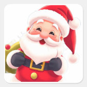 Vrolijke Santa Claus Illustratie Vieren Vierkante Sticker (Voorkant)