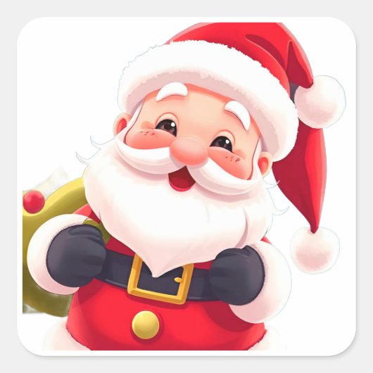 Vrolijke Santa Claus Illustratie Vieren Vierkante Sticker (Voorkant)