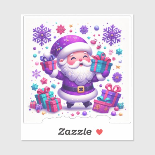 Vrolijke Santa Festive Violet Sticker (Vel)