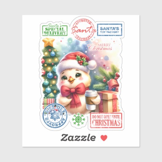 Vrolijke Santa Sack met Vakantie Decor Sticker (Vel)