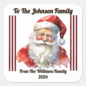 Vrolijke Santa Sticker voor vakantie geschenken (Voorkant)