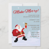 Vrolijke Santa Typografie Vakantie Party Uitnodigi Kaart (Voorkant)
