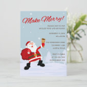 Vrolijke Santa Typografie Vakantie Party Uitnodigi Kaart (Staand voorkant)
