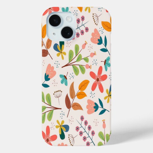 Vrolijke Scandinavische volkskunst bloempatroon Case-Mate iPhone Case (Achterkant)