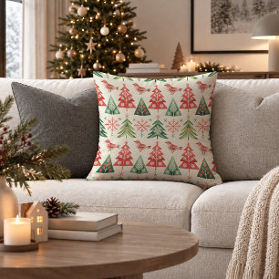 Vrolijke Scandinavische Winter Folk Worp Kussen Ku