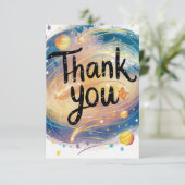 Vrolijke Schattigee Meteor Celestial Bedankkaart (Staand voorkant)