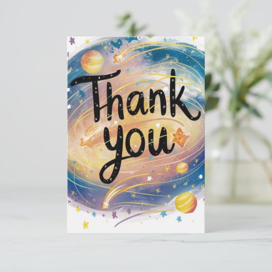 Vrolijke Schattigee Meteor Celestial Bedankkaart (Staand voorkant)