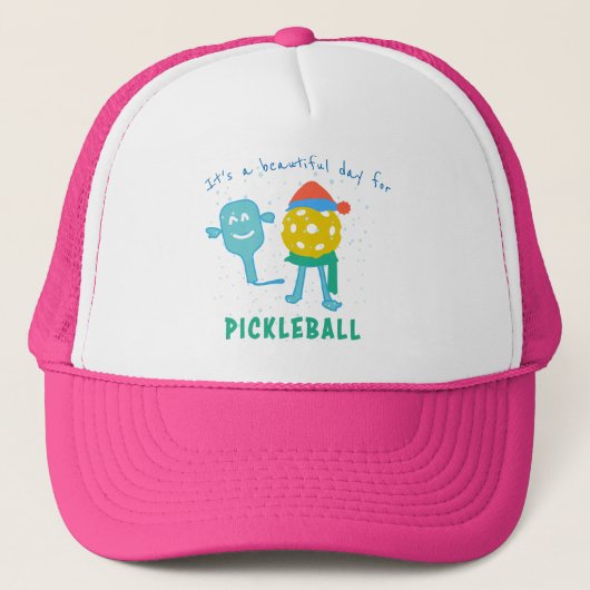 Vrolijke Schattigee Pickleball Dag Pickleball Weer Trucker Pet (Voorkant)