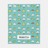 Vrolijke Schattigee Weer Icon Pattern Gepersonalis Fleece Deken (Voorkant)