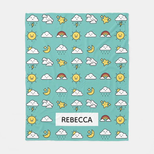 Vrolijke Schattigee Weer Icon Pattern Gepersonalis Fleece Deken (Voorkant)
