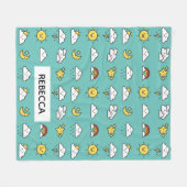 Vrolijke Schattigee Weer Icon Pattern Gepersonalis Fleece Deken (Voorkant (Horizontaal))