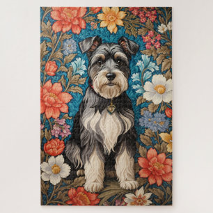 Vrolijke Schnauzer geïnspireerd door William Morri Legpuzzel