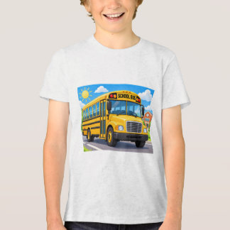 Vrolijke schoolbus naar school elke dag Tri-Blend shirt