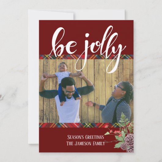 Vrolijke Schotse ruit Seizoensgroet Foto Feestdagenkaart (Voorkant)