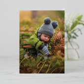 Vrolijke Script Happy Foto Folie Vakantiekaart Folie Feestdagenkaart (Staand Voorkant)