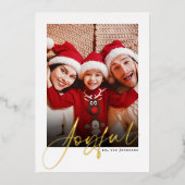 Vrolijke Script Photo Gold Foil Holiday Kaart (Voorkant)