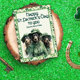 Vrolijke Shamrock Trio Ierse pups St. Patricks Day Feestdagenkaart