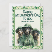 Vrolijke Shamrock Trio Ierse pups St. Patricks Day Feestdagenkaart (Voorkant)
