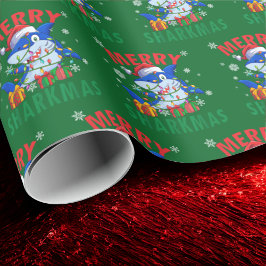 Vrolijke Sharkmas Santa Shark Kerstcadeau Wrap Cadeaupapier