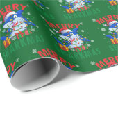 Vrolijke Sharkmas Santa Shark Kerstcadeau Wrap Cadeaupapier (Rol Hoek)