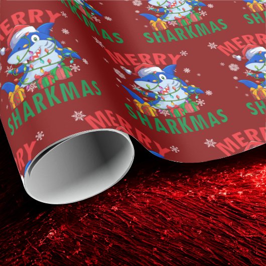 Vrolijke Sharkmas Santa Shark Lover Kerstmis Cadeaupapier