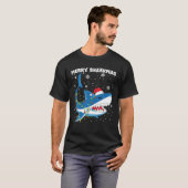 Vrolijke Sharkmas Shark Santa Kerstmis Lights Jong T-shirt (Voorkant volledig)