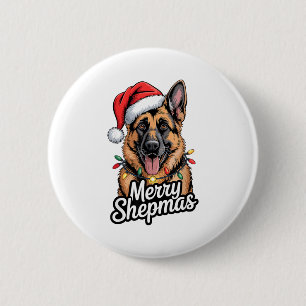Vrolijke Shepmas Duitse Herders Kerstverlichting G Ronde Button 5,7 Cm