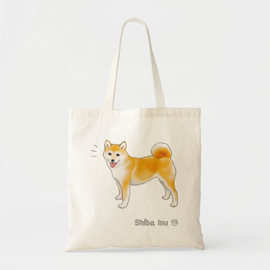 Vrolijke Shiba Inu Hond Tote Bag (Voorkant)