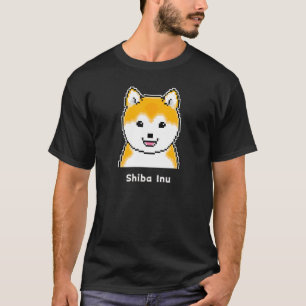 Vrolijke Shiba Inu Pixel Art met Rond Gezicht T-shirt