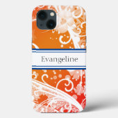 Vrolijke sinaasappel & witte bloemen, wervelingen Case-Mate iPhone case (Achterkant)