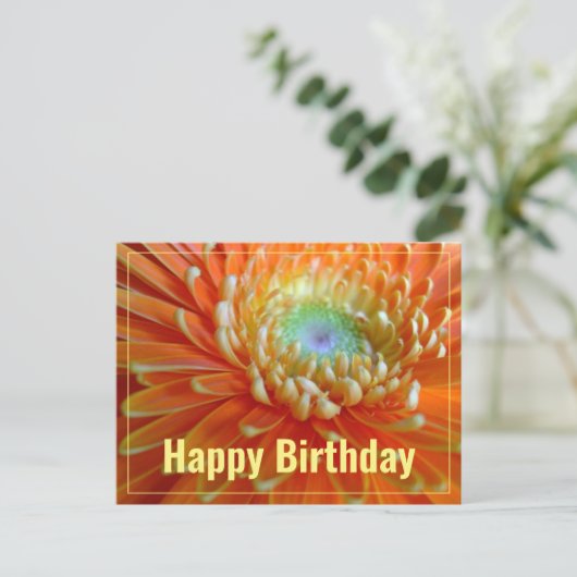 Vrolijke Sinaasappeloranje Gerber  Gelukkige verja Briefkaart (Staand voorkant)