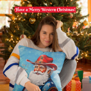 Vrolijke Sinterklaas in een Western Pet Kerst Kussen